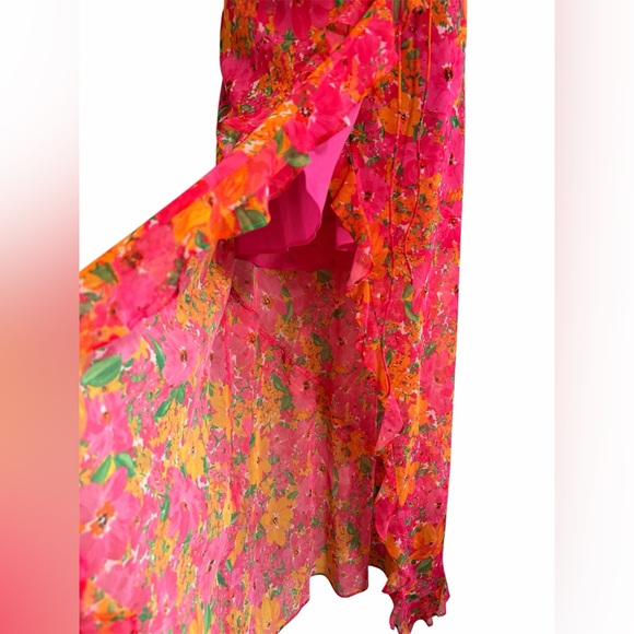 Floral Pink and Orange Maxi Dress - Picture 2 of 10